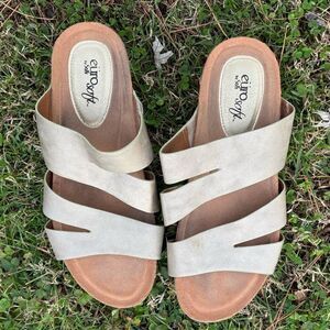 Euro Sofft Taupe Cork Slide Sandals 10